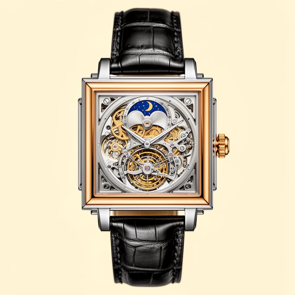 Le Tourbillon tonneau watch with moon phase and tourbillon — front view
